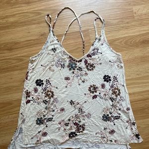 American Eagle Crossed Strap Floral Tank